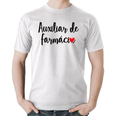 Imagem de Camiseta Algodão Auxiliar de Farmácia por Amor - Foca na Moda, Branco,