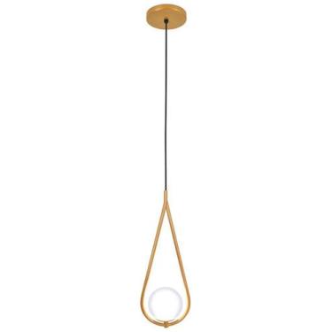 Imagem de Luminária Teto Pendente Gota Globo Vidro Cama Quarto Dourado - Singlel