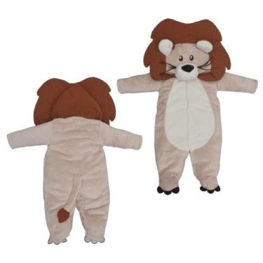 Imagem de Macacão Bebê Menino Divertido Inverno Pelúcia Cru Leão - Upi Ulli, RN