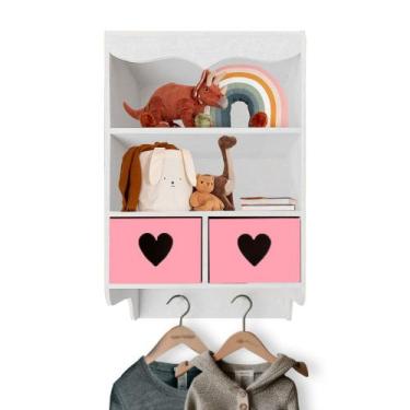 Imagem de Estante Prateleira Suspensa com 2 Gavetas e Porta Cabide Coração Mdf M