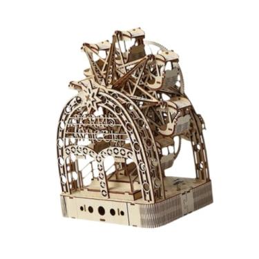 Imagem de YIJU Moda de manivela Modelo Modelo 3D Puzzim de madeira DIY Crafts Kits com LED, quebra