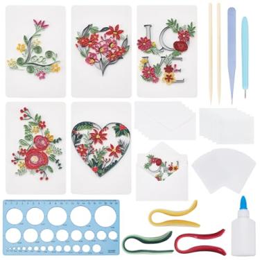 Imagem de WEBEEDY 20 Sets DIY Valentine's Day Paper Quilling Kit for Adults 5 Styles Love Heart Greeting Card Making Kit with Paper Quilling Strips Tool and Instruction Handmade Crafts Valentine's Day Gifts