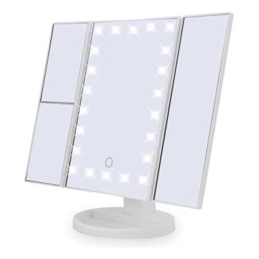 Imagem de Espelho Zoom 3x Camarim 22 Leds Dobrável Iluminação 3 Lados - LCK COMÉ