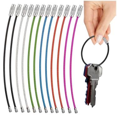 Imagem de Office Werks Chaveiro de 15 cm – Porta-chaves de 2 mm – Fio de aço inoxidável revestido de plástico – Colorido – Laços de etiqueta de bagagem e bolsa, chaveiro de bloqueio