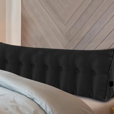 Imagem de Wenqik Travesseiro King Triangular Cabeceira Cama Leitura Encosto Almofada Longa com Capa Removível para Dormitório Presente de Abertura de Casa Preta