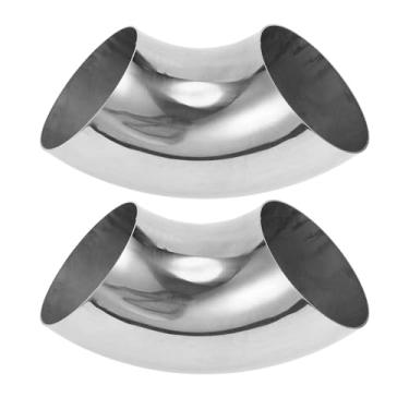 Imagem de Motoforti 2 peças 90 graus mandril curva cotovelo carro modificado tubo de escape tubulação 11.4 cm espessura OD 1,2 mm/18GA 114x275x1,2 mm 304 tom prata aço inoxidável 304