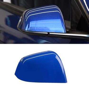 Imagem de OWITAT Compatível com tampa de espelho Tesla Model Y 2020 2021 2022 2023 2024, substituição da capa do espelho retrovisor lateral do passageiro direito para acessórios modelo Y, azul