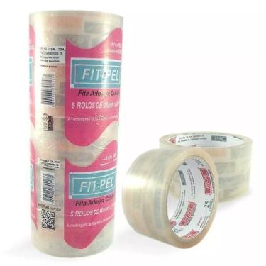 Imagem de Kit 5 rolos - Fitas Adesivas Autocolante  Transparente  48mm X 45m 5 u