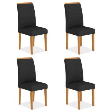 Imagem de Kit 4 Cadeiras Estofadas Everest Comfort Cinamomo/suede Preto - M.a - 