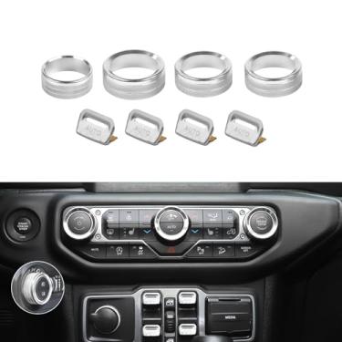 Imagem de JeCar JL Capas de botão de interruptor controle de janela ar condicionado farol volume botão de rádio guarnições acessórios interiores compatíveis com Jeep Wrangler JL JLU 2018-2024 e Gladiador JT