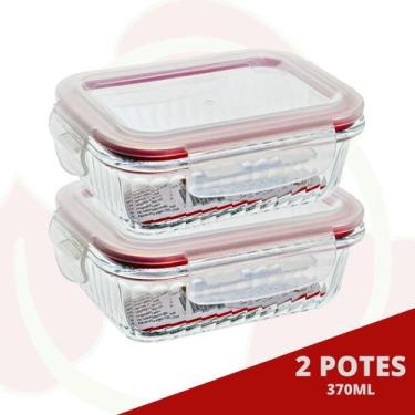 Imagem de Pote Papinha Vidro Trava Tampa 370ML Cor Sortida Lancheira 2Pçs - Belo