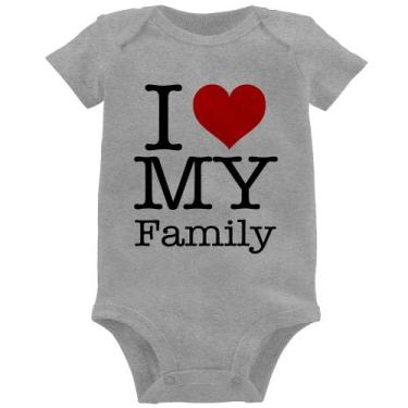 Imagem de Body Bebê I Love My Family - Foca na Moda, Cinza, G