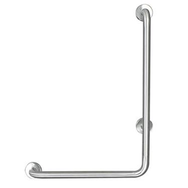 Imagem de Barra de apoio vertical para banheiro em forma de L, trilhos de aço inoxidável para chuveiro, corrimão de suporte para deficientes, alça de segurança montada na parede (20 × 28 polegadas/50 × 70 cm)