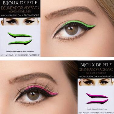 Imagem de Delineador Adesivo 1 par Verde Neon e 1 par Rosa Pink - BIJOUX DE PELE
