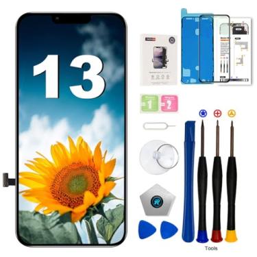 Imagem de EFAITHFIX Tela de substituição para iPhone 13, tela LCD de 6,1 polegadas, tela sensível ao toque, tela sensível ao toque Full HD, montagem de moldura digitalizadora (A2482 A2631 A2633 A2634 A2635) com