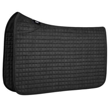 Imagem de Tackmore Almofada de sela quadrada acolchoada para todas as finalidades, respirável, absorvente de choque, confortável, ajuste para cavalos, preto