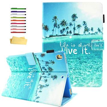 Imagem de Capa UUcover para iPad 10,2 polegadas para Apple iPad 7ª geração 2019, capa de poliuretano termoplástico com suporte de fólio inteligente multiângulo fino [despertar automaticamente/dormir] capa magnética com compartimentos para cartão de lápis, 03# Beach Live it
