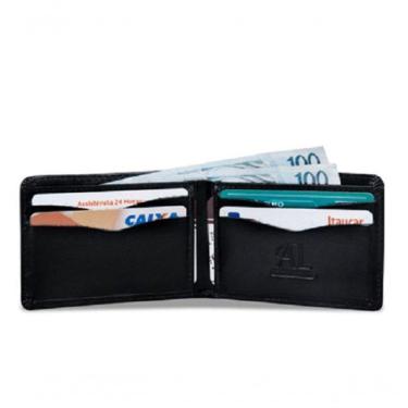 Imagem de Mini Carteira Preta Masculina Couro Cartão Artlux Ref 155