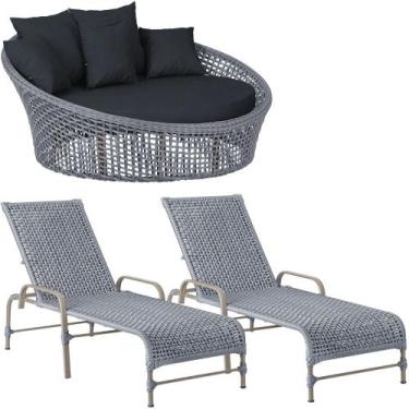 Imagem de Kit Chaise Hungria e Espreguiçadeiras Catar Corda Náutica Alumínio Tra