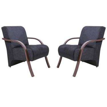 Imagem de Kit 2 Poltronas Decorativas 1 Lugar Santa Rita Grafite