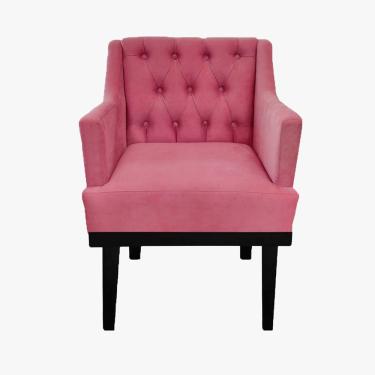 Imagem de Poltrona Decorativa Em Capitonê Para Consultório Classica Suede Rosa Barbie lm decor
