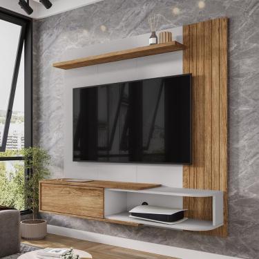 Imagem de Painel Suspenso Paraty Sala Tv Até 55 Polegadas Com 1 Porta Cinamomo/Off White