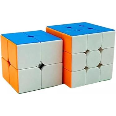 Imagem de Kit Cubo Mágico Quebra Cabeça Profissional Moyu 2x2 E 3x3, Conjunto de Cubos Mágicos 2x2 e 3x3, Profissional, Quebra-Cabeça de Alta Performance (Megamix)