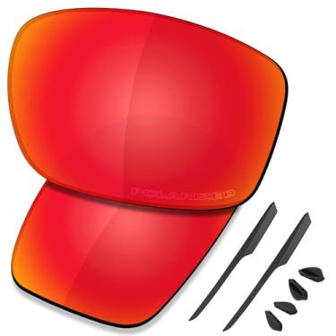 Imagem de SAUCER Lentes de reposição premium e kits de borracha para Oakley Valve New 2014 OO9236 | Valve New 2014 Low Bridge Fit OO9243 Óculos de sol de alta definição - Vermelho fogo polarizado