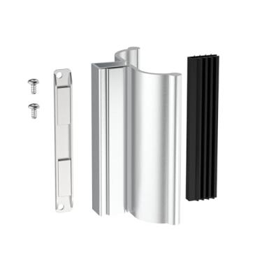 Imagem de Shuisen Maçaneta de porta de chuveiro cromada brilhante de 9,5 cm com golpe de metal, canal em U de aço inoxidável com ímã para espessura de porta de vidro giratório 1/20.3 cm, 5/81.3 cm, 3/40.6 cm e