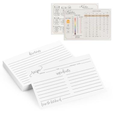 Imagem de Dahey Cartões de receita dupla face, 10 x 15 cm para chás de panela, casamentos, cartões de receitas grossas de inauguração de casa com tabela de conversão de cozinha para escrever em suas próprias