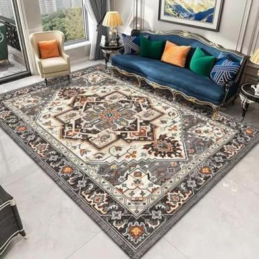 Imagem de Tapete retrô para sala de estar, decoração luxuosa e leve, para cabeceira de quarto, tapetes grandes (200x250 cm, 78,7x98 pol./Sem fiapos, 11)