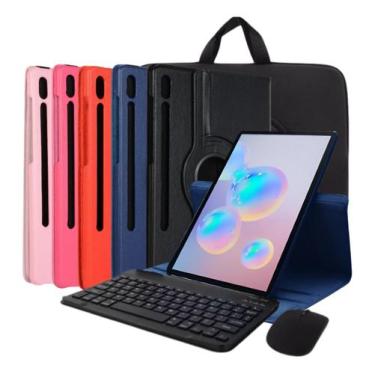 Imagem de Capa Giratória Para Tablet Galaxy S7 Fe + Teclado Bluetooth Cor Azul -