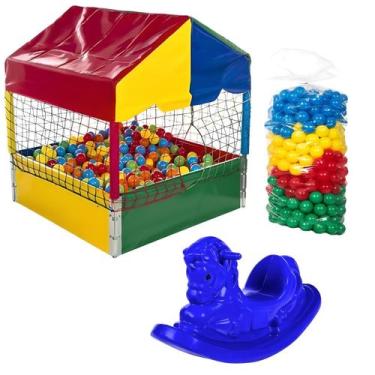 Imagem de Kit Brinquedos Piscina de Bolinhas 1,00m Com 500 Bolinhas Coloridas Ga
