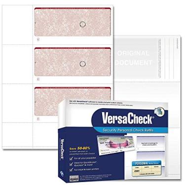 Imagem de VersaCheck Verificações UV Top Secure (DNA) – 3000 verificações de carteiras pessoais ou empresariais em branco – Borgonha Classic – 1000 folhas de forma nº 3001-3 por folha