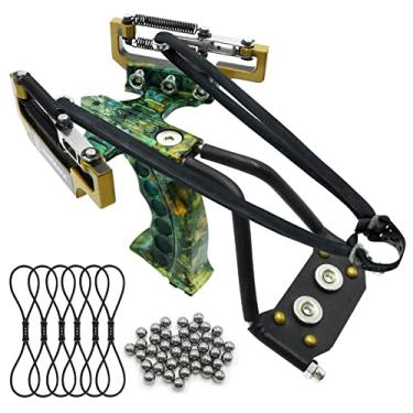 Imagem de HANDBAIGE Estilingue de caça com 6 faixas de borracha de substituição e 50 bolas de munição conjunto de tiro para adultos