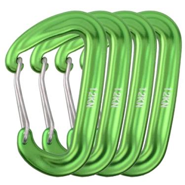 Imagem de Mosquetões de alumínio Triwond 12KN 25KN – Mosquetões leves de mosquetão para escalada em forma de D para rede para acampamento e caminhadas, 12KN Wire Gate - 4 Green