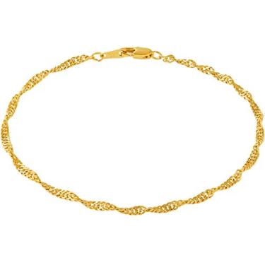 Imagem de LIFETIME JEWELRY Tornozeleira feminina dourada de 2 mm com corrente Whisper para meninas e adolescentes banhada a ouro real 24 k, 11, Metal, Não aplicável