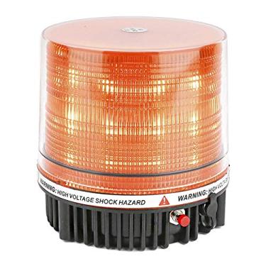 Imagem de LE-JX Farol giratório sem fio âmbar bateria laranja LED estroboscópica aviso telhado superior perigo arado luzes de correio de emergência 12 V com base magnética e tomada recarregável (amarelo, 18 LEDs)