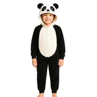 Imagem de Pijama Macacão Infantil Urso Panda Fantasia Soft Fleece Pret