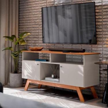 Imagem de Rack Amsterdã Off White e Mel 140 cm - Tebarrot