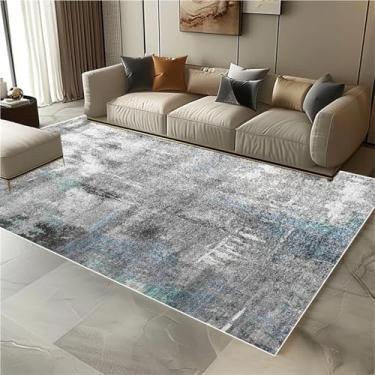 Imagem de Tapete decorativo abstrato estilo nórdico para sala de estar, flanela macia, decoração de quarto, tapete de cor clara para sala de estar, sofá (200 x 300 cm, 78,7 x 118 pol./Flanela-2)