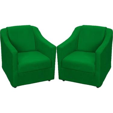 Imagem de Kit 2 Poltronas Mila Pé De Plástico Cromado - Verde Suede