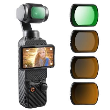 Imagem de Walking Way ND&Black Diffusion Conjunto de filtros de efeito 1/4 compatível com DJI OSMO Pocket 3 Creator Combo Kit de acessórios magnéticos, pacote com 4 filtros ND16 ND64 ND256 de densidade neutra e