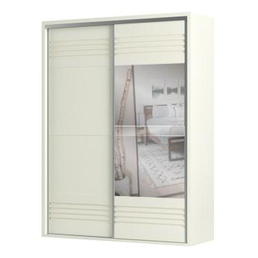 Imagem de Guarda Roupa Solteiro Com Espelho 179cm 2 Portas 100% Mdf Tw601e Off White - Dalla Costa