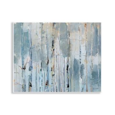 Imagem de Stupell Industries Abstrato linear em placa de parede azul silencioso design de arte por Sally Swatland, 14 x 11