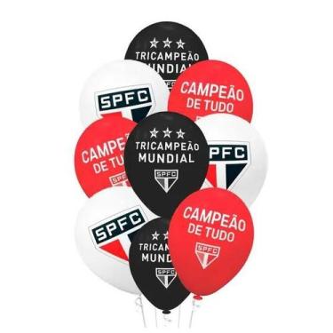 Imagem de Balão Redondo 8 Polegadas Festa São Paulo Futebol 20 Uni Piffer Festas