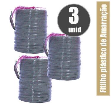 Imagem de Rolos de fitilho com 3 unidades para amarracao reforcado, corda plasti