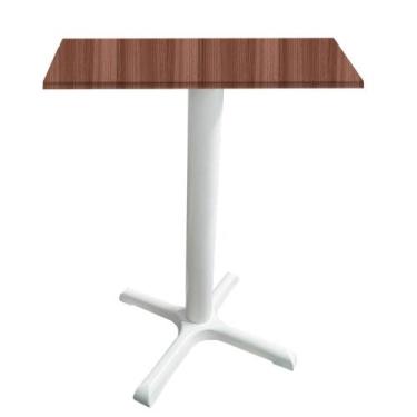 Imagem de Mesa Ômega Ferro Branco 74 cm (Alt) Base em X Tampo MDP Quadrado Walnu