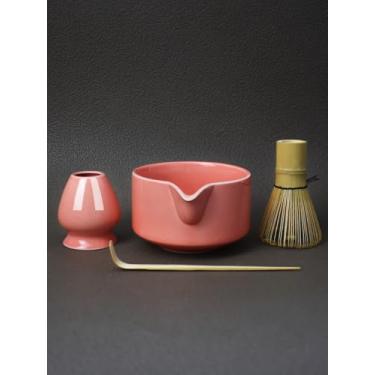 Imagem de Artcome Conjunto de ferramentas Matcha Premium – Inclui tigela Matcha com bico de servir, batedor de batedor, colher de chá e manual de matcha - Rosa