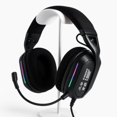 Imagem de Headset Gamer RGB Preto com Microfone Flexível Cancelamento de Ruído Som Imersivo